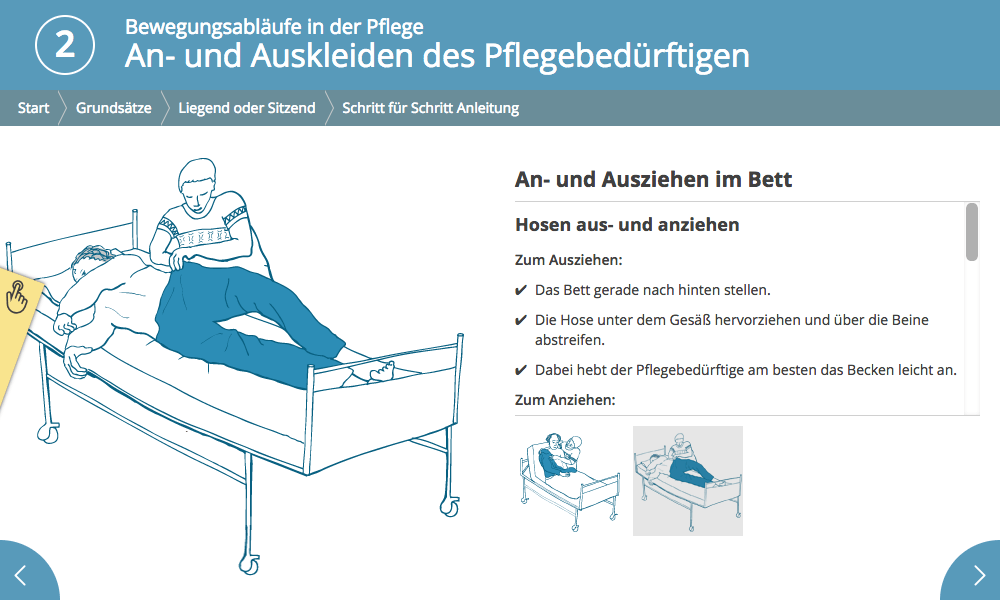 An- und Auskleiden des Pflegebedürftigen | curendo-Pflegecoach